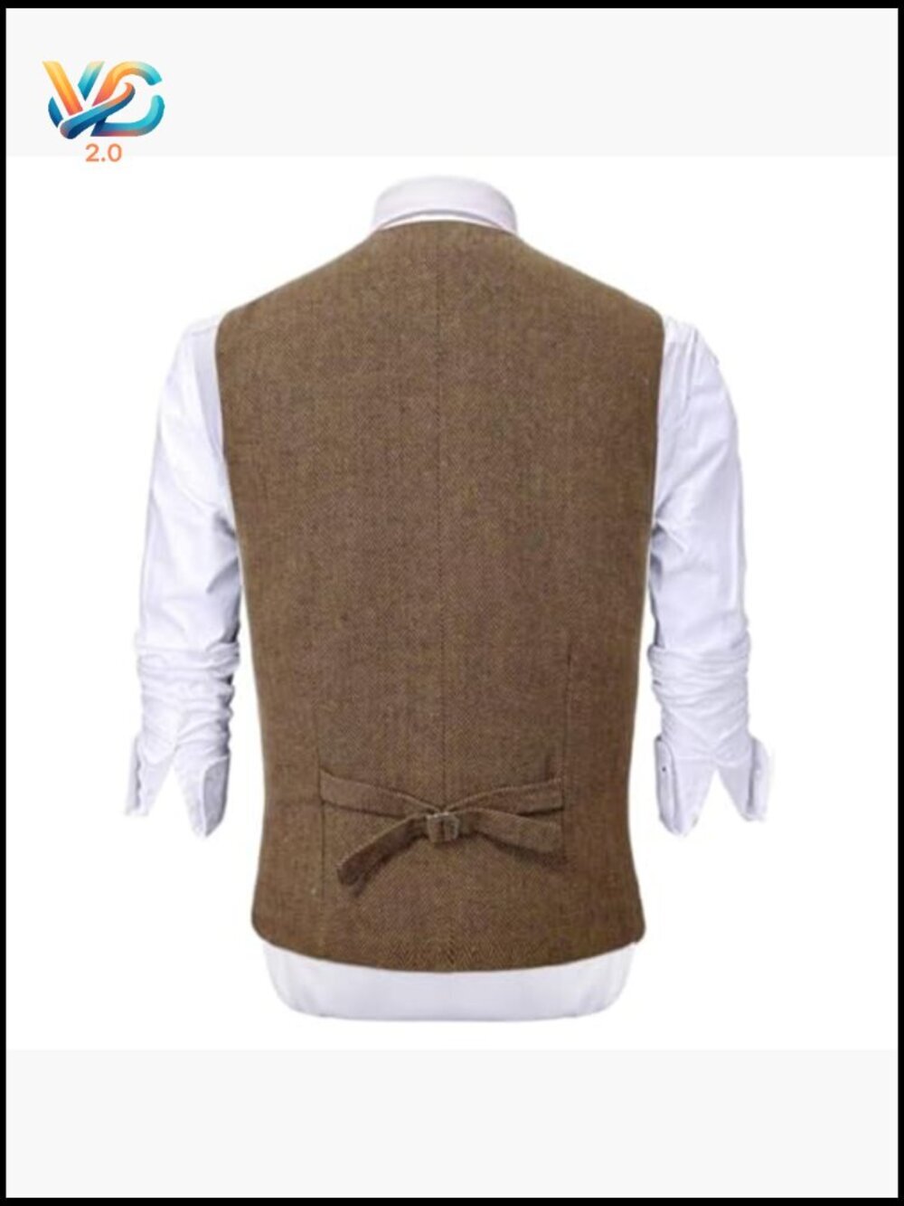 Men's Slim Fit Wool Tweed Vest for Wedding Business Formal Casual - Picture 5 of 6